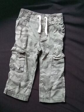 Old Navy Gray Green Camo Cargo Pants with Drawstring